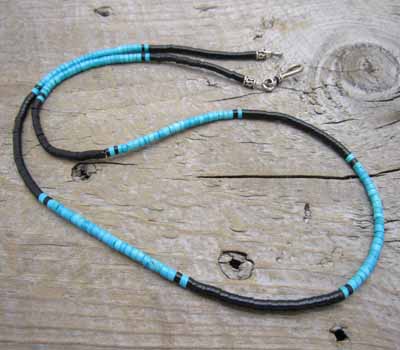Turquoise Jet Heishi Necklace
